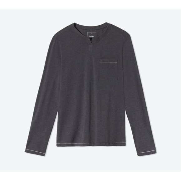 Lahgo x Lunya Restore Long Sleeve Henley Size M Gray Loungewear Sleepwear New - Picture 1 of 7
